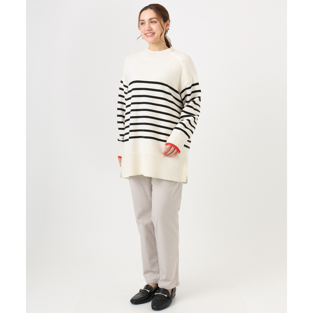 25年冬新作【大きいサイズ】パネルボーダー配色ラインニット2