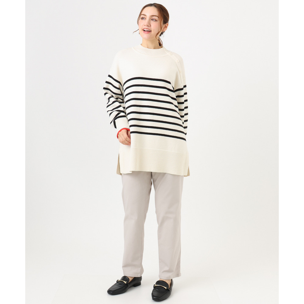 25年冬新作【大きいサイズ】パネルボーダー配色ラインニット3