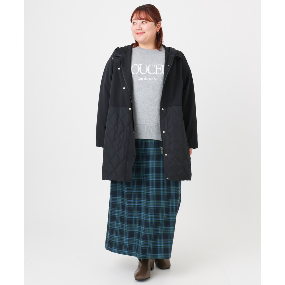 25年冬新作【大きいサイズ】キルトコンビアウター25