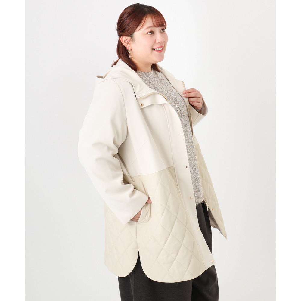 25年冬新作【大きいサイズ】キルトコンビアウター1