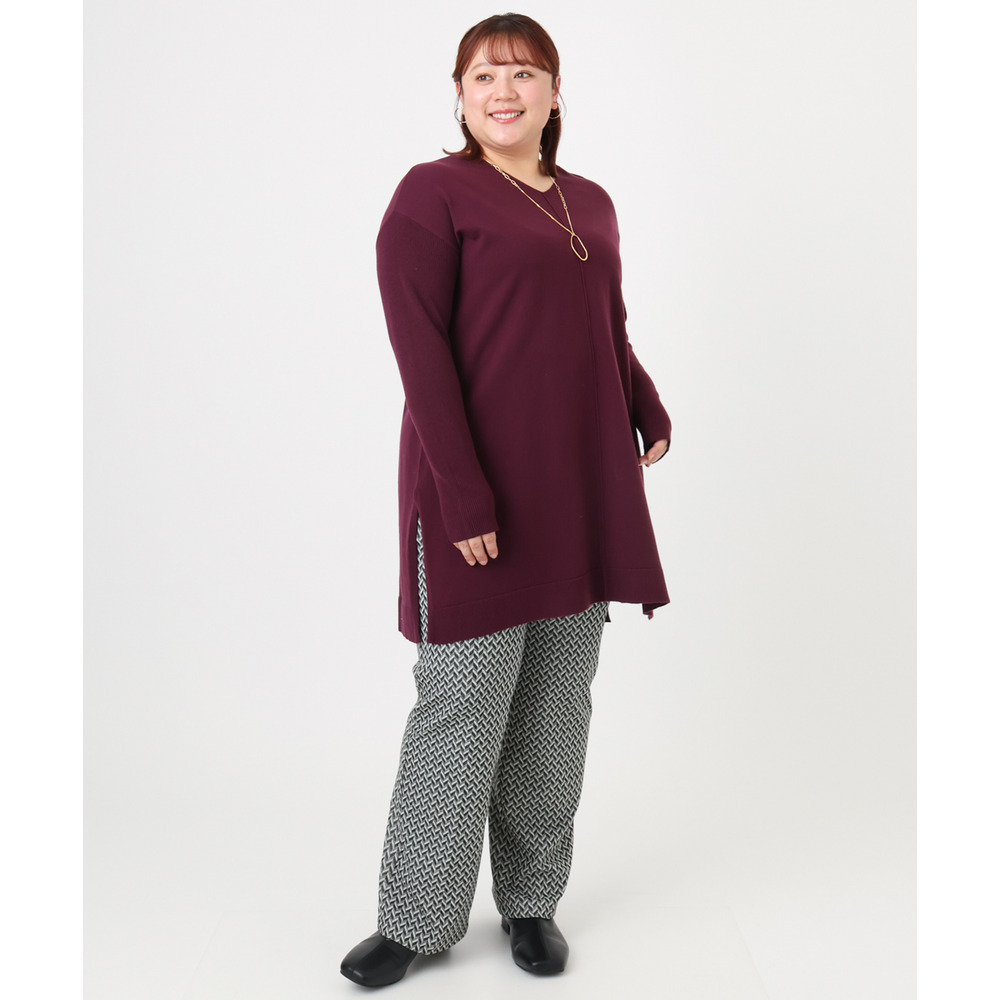 25年冬新作【大きいサイズ】Vネックニットチュニック12