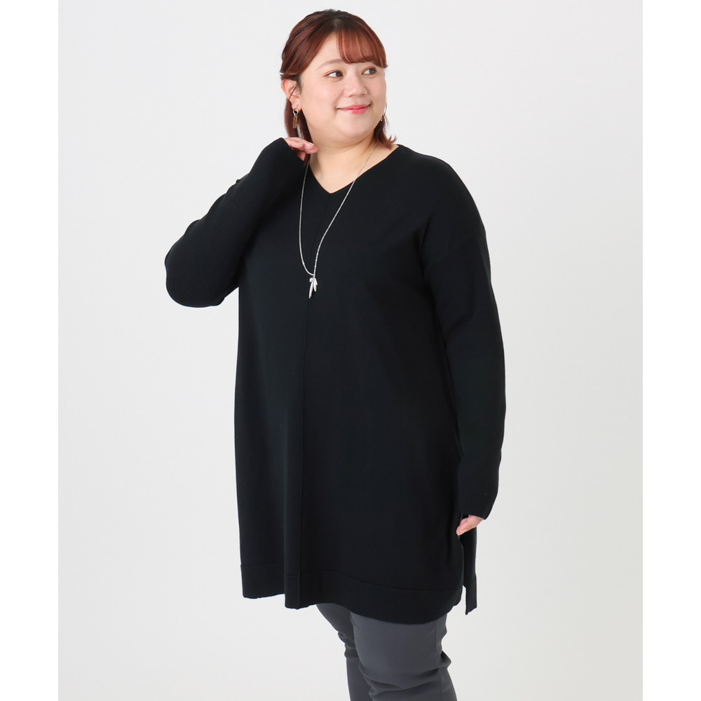 25年冬新作【大きいサイズ】Vネックニットチュニック19