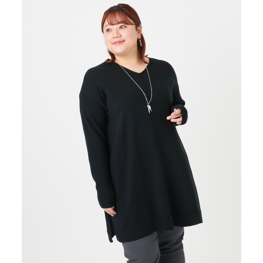 25年冬新作【大きいサイズ】Vネックニットチュニック20