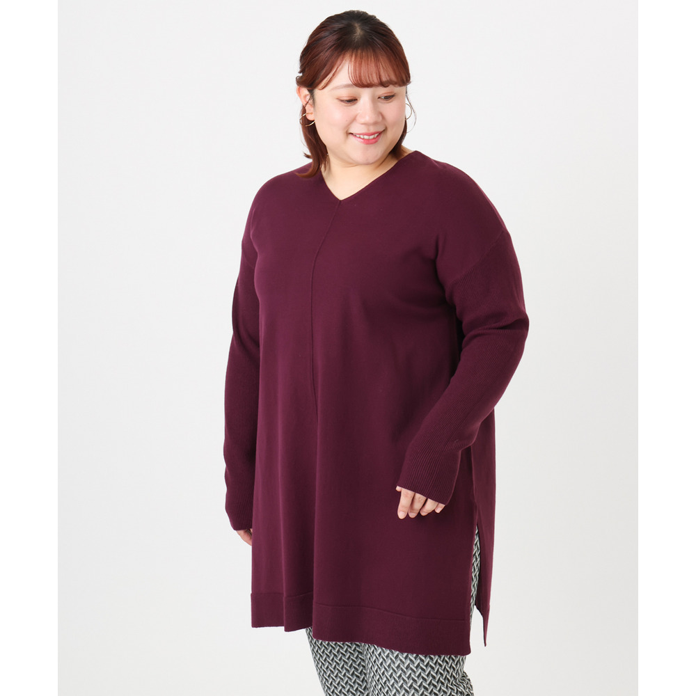 25年冬新作【大きいサイズ】Vネックニットチュニック3