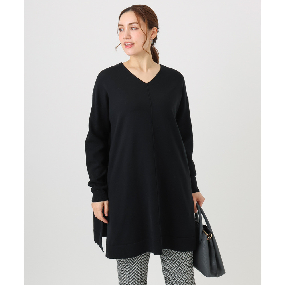 25年冬新作【大きいサイズ】Vネックニットチュニック1