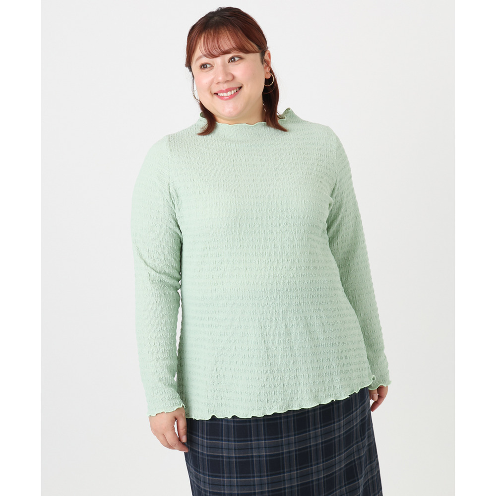 25年冬新作【大きいサイズ】シャーリングメロートップス2