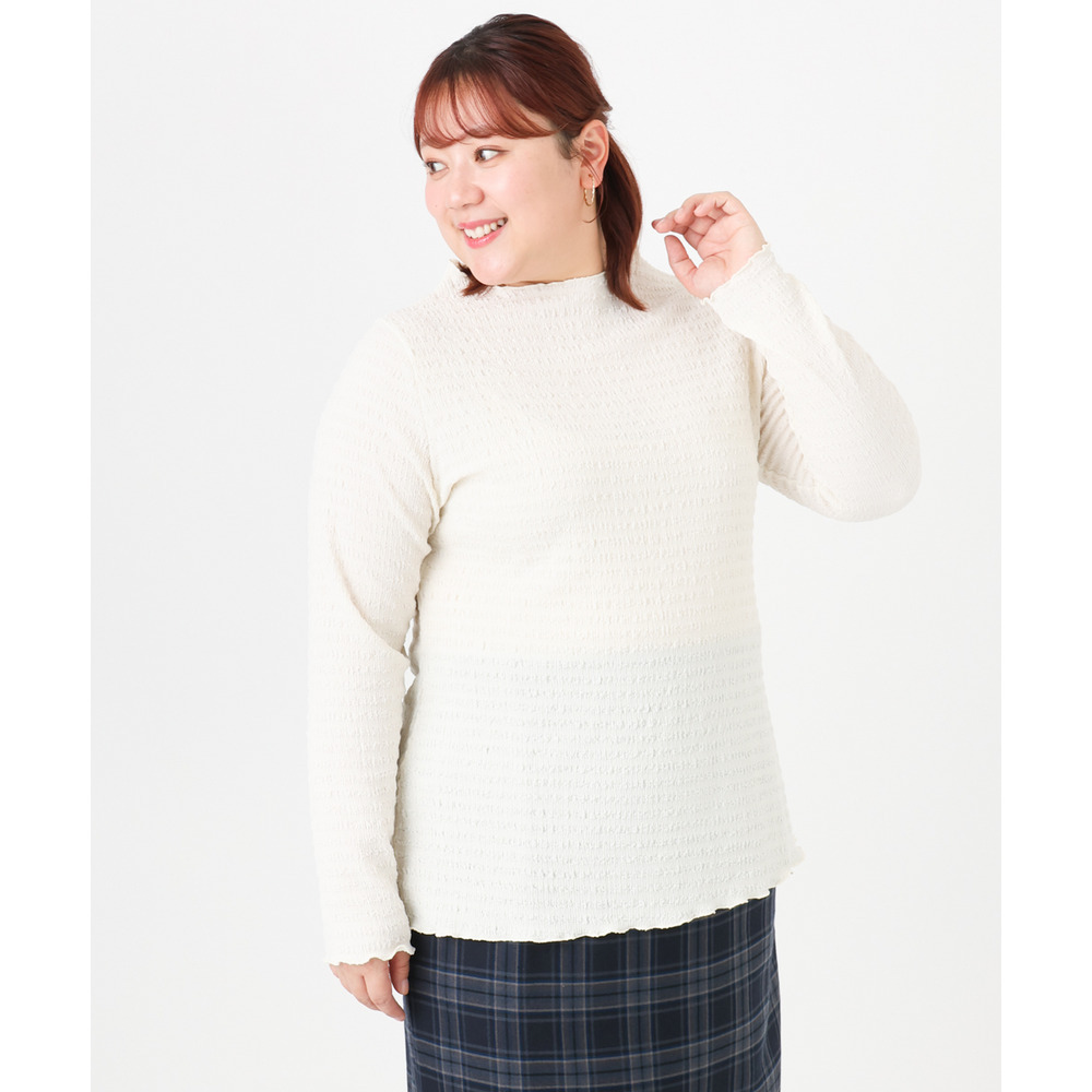 25年冬新作【大きいサイズ】シャーリングメロートップス5