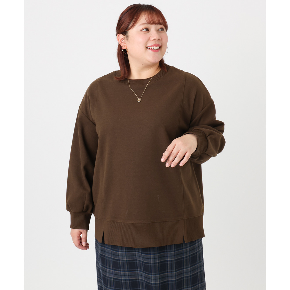 25年冬新作【大きいサイズ】起毛スウェットライクトップス1