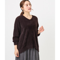 25年冬新作【大きいサイズ/a.v.v×eur3】フェザーヤーンVネックニット