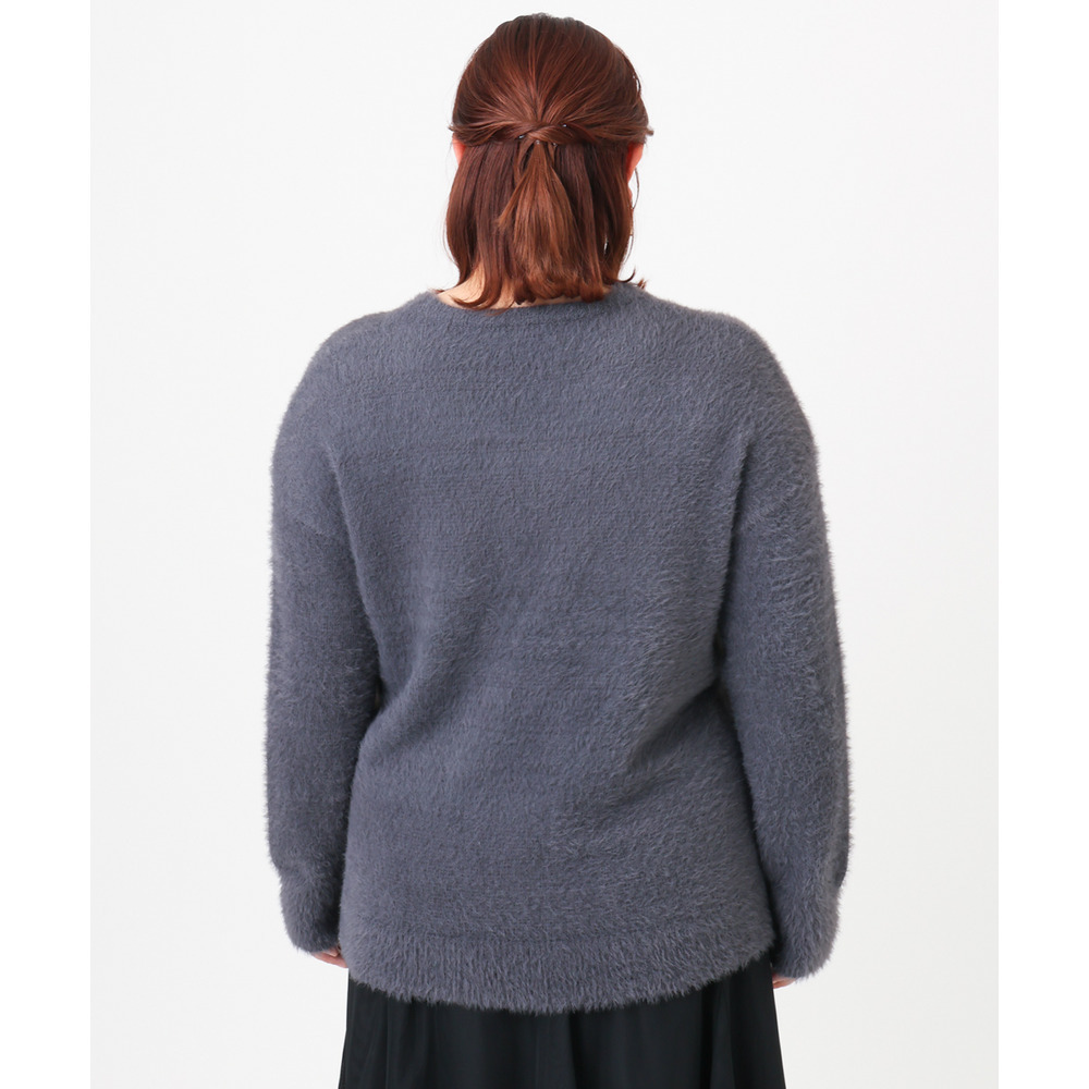 25年冬新作【大きいサイズ/a.v.v×eur3】フェザーヤーンVネックニット12