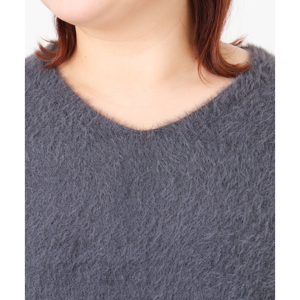 25年冬新作【大きいサイズ/a.v.v×eur3】フェザーヤーンVネックニット13