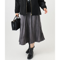 25年冬新作【大きいサイズ/a.v.v&times;eur3】フェイクスエードプリーツスカート