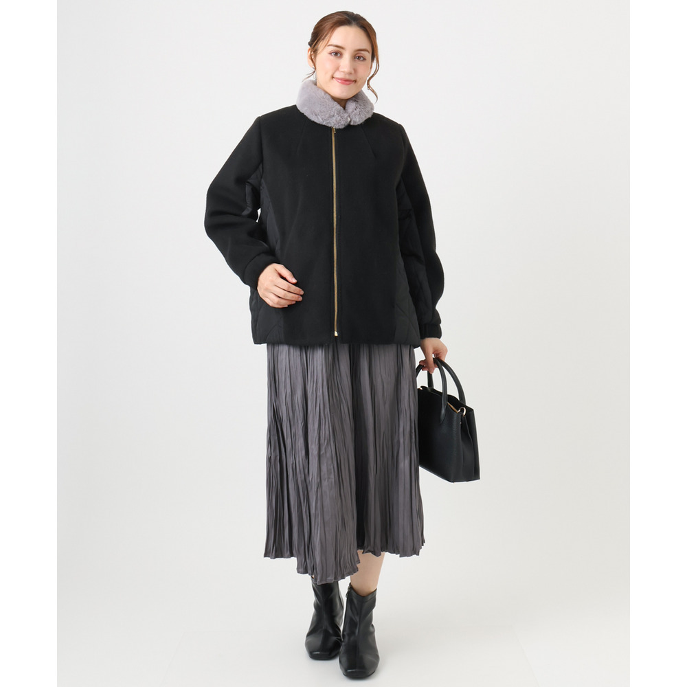 25年冬新作【大きいサイズ/a.v.v×eur3】フェイクスエードプリーツスカート14