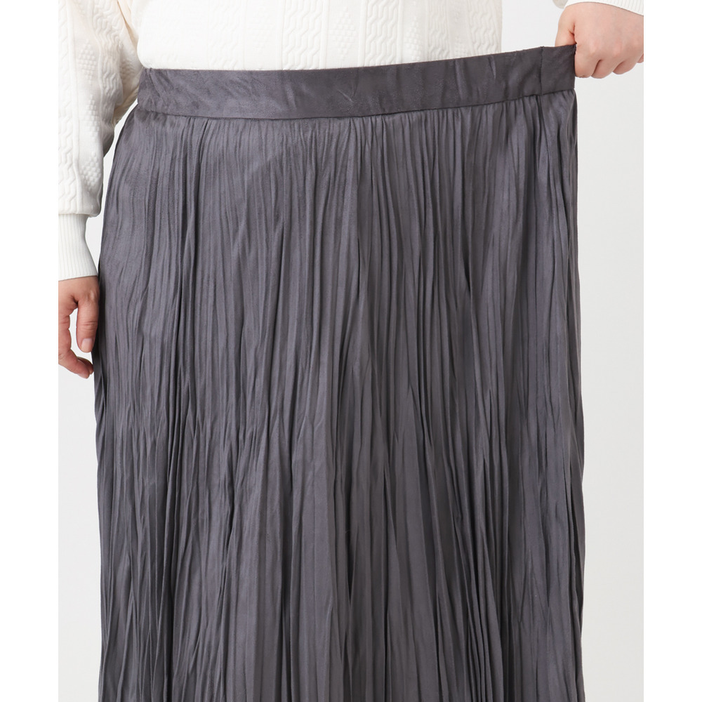 25年冬新作【大きいサイズ/a.v.v×eur3】フェイクスエードプリーツスカート22