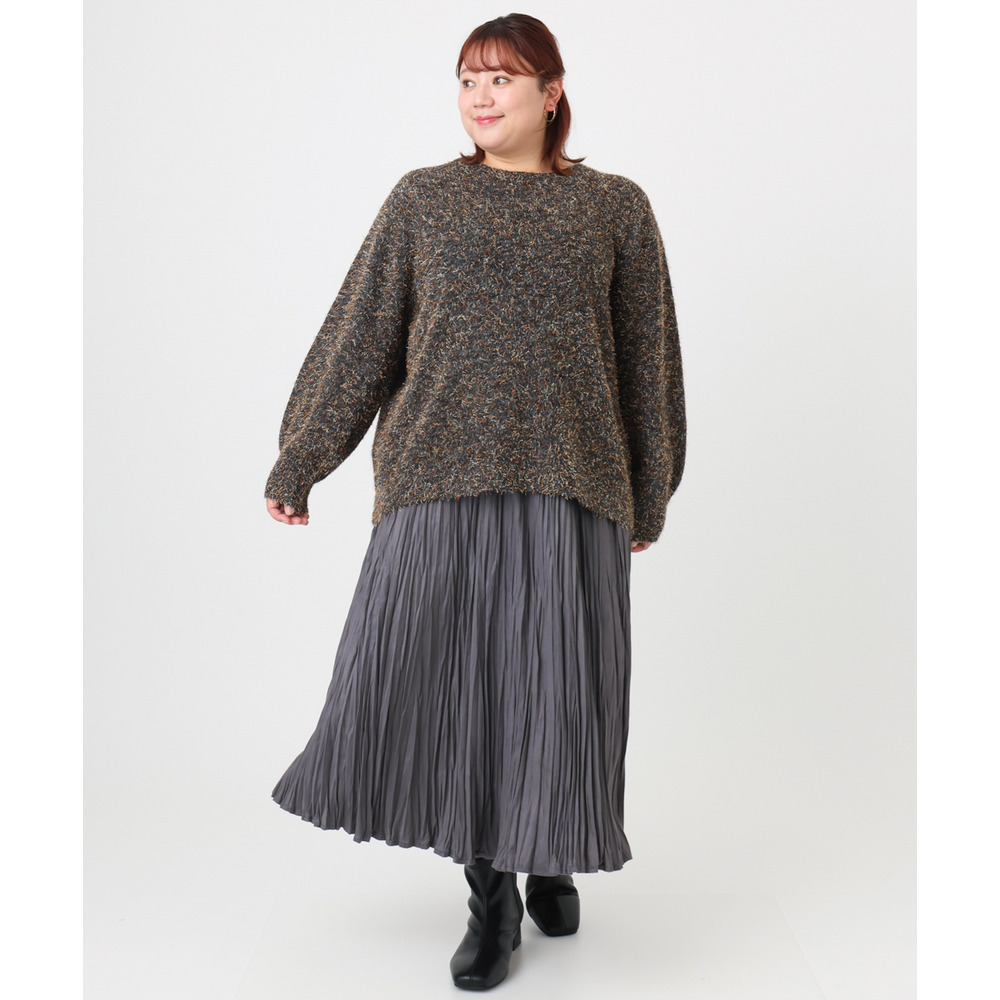 25年冬新作【大きいサイズ/a.v.v×eur3】フェイクスエードプリーツスカート25