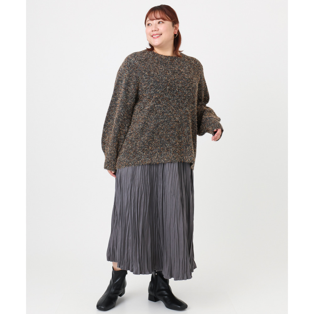 25年冬新作【大きいサイズ/a.v.v×eur3】フェイクスエードプリーツスカート26