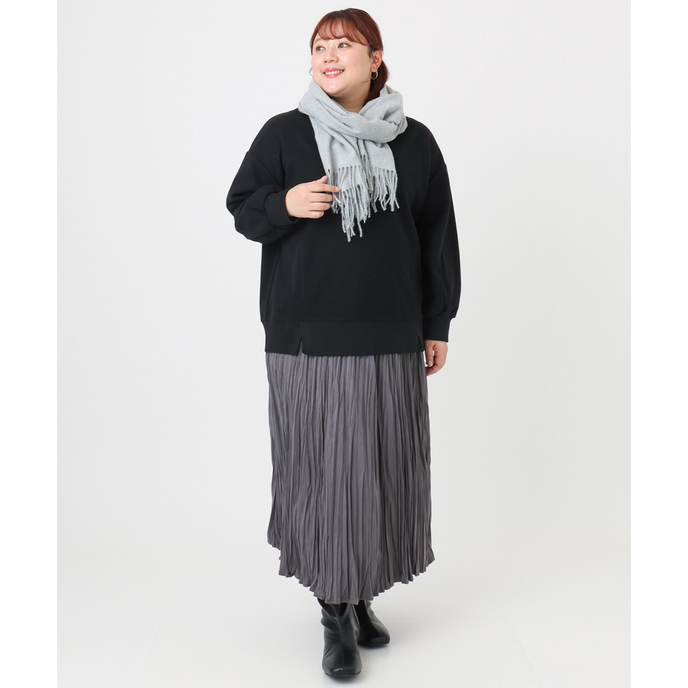 25年冬新作【大きいサイズ/a.v.v×eur3】フェイクスエードプリーツスカート28