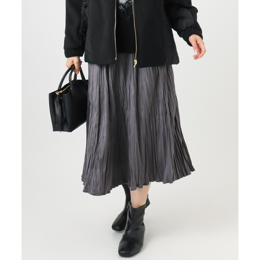 25年冬新作【大きいサイズ/a.v.v×eur3】フェイクスエードプリーツスカート1