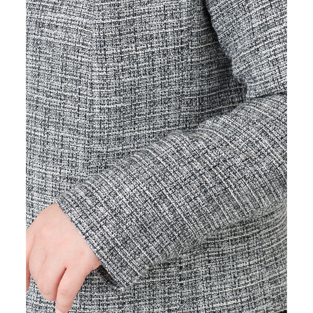 25年冬新作【大きいサイズ】ノーカラーツイードジャケット18