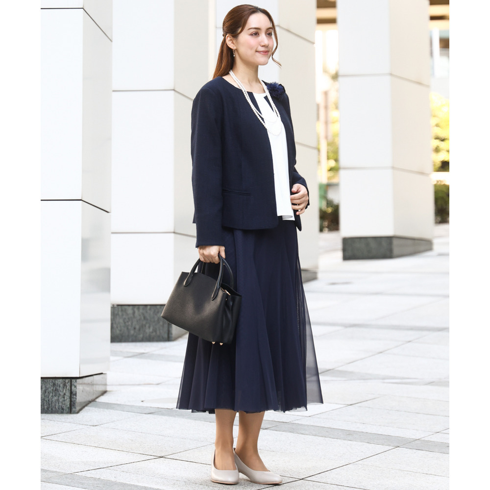 25年冬新作【大きいサイズ】ノーカラーツイードジャケット2