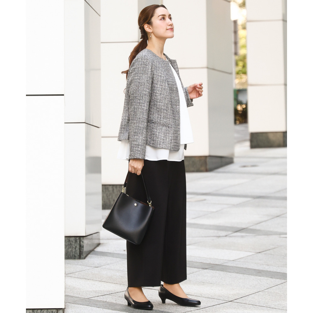 25年冬新作【大きいサイズ】ノーカラーツイードジャケット9