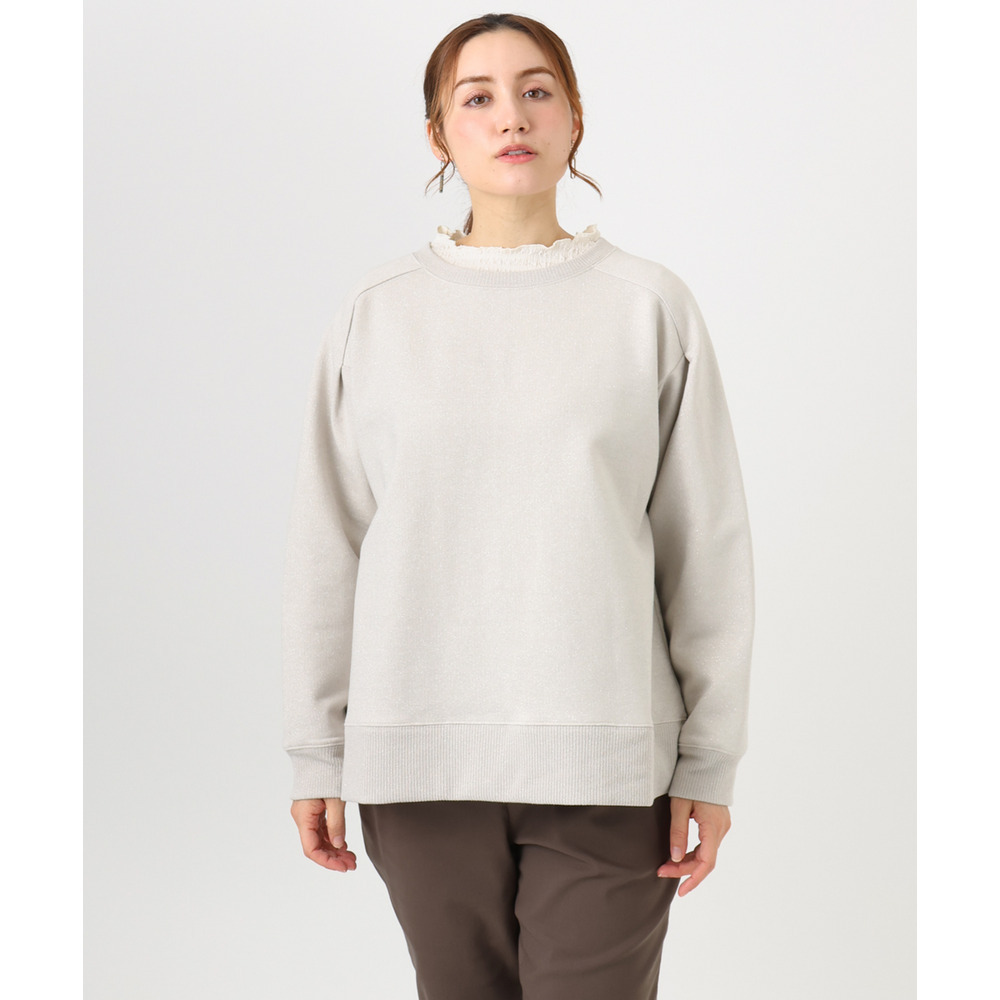 25年冬新作【大きいサイズ/a.v.v×eur3】ラメ裏毛スウェットプルオーバー1