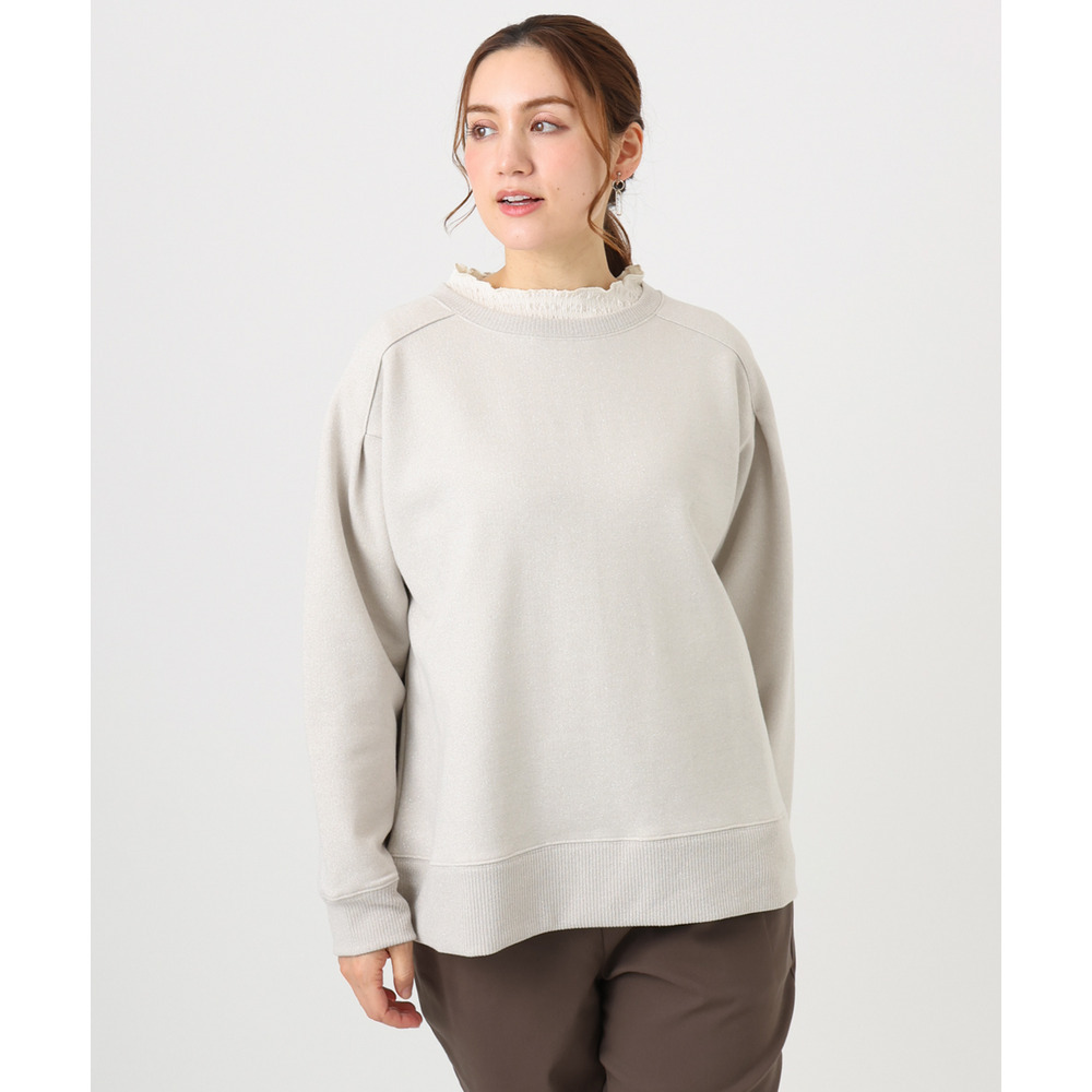 25年冬新作【大きいサイズ/a.v.v×eur3】ラメ裏毛スウェットプルオーバー1