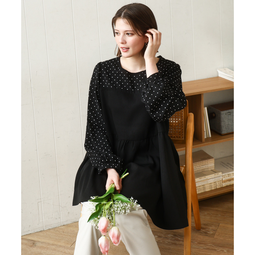 25年冬新作【大きいサイズ】ビスチェ風ドッキングトップス