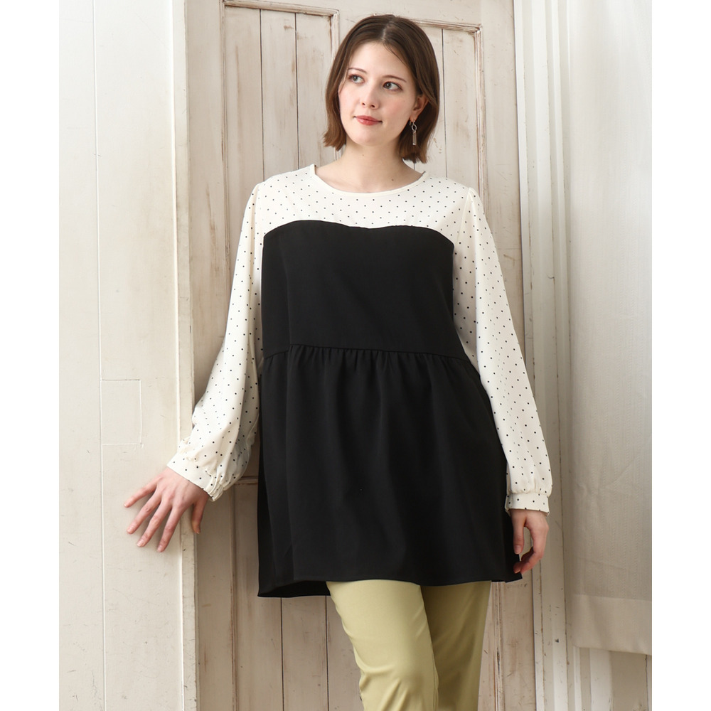 25年冬新作【大きいサイズ】ビスチェ風ドッキングトップス1