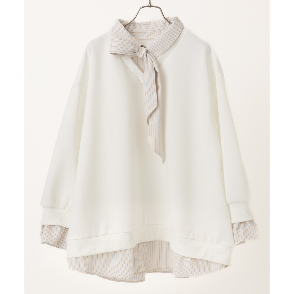 26年冬新作【大きいサイズ】レイヤード風ボウタイトップス12