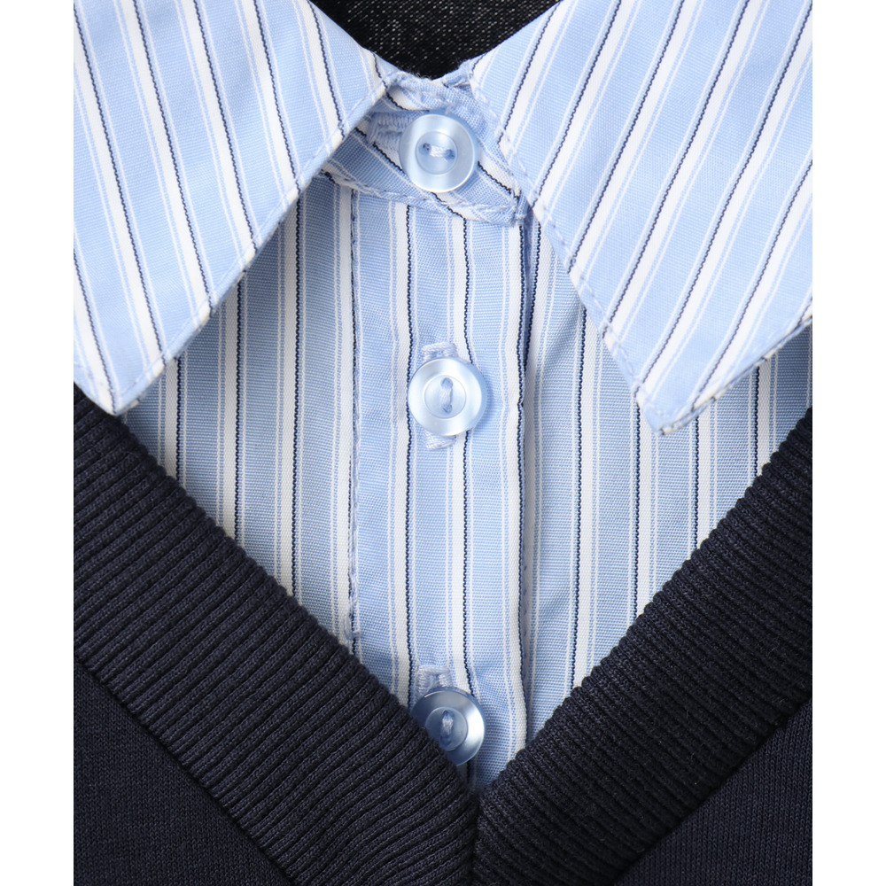 26年冬新作【大きいサイズ】レイヤード風ボウタイトップス6