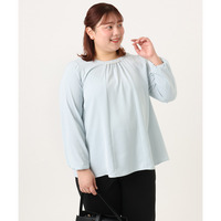 26年春新作【大きいサイズ】パール付きブラウス