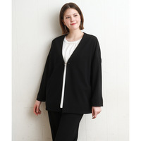 26年春新作【大きいサイズ/2wayボタン/セットアップ対応】カットジョーゼットVネックジャケット