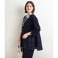 26年春新作【大きいサイズ/セットアップ対応】カットジョーゼットバックティアードカットソー