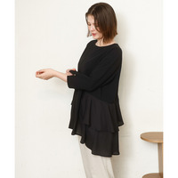 26年春新作【大きいサイズ/セットアップ対応】カットジョーゼットバックティアードカットソー