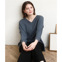 26年春新作【大きいサイズ】リップルジャージー2WAYカットソー