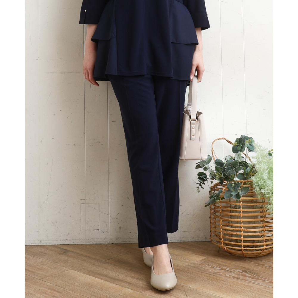 26年春新作【大きいサイズ/セットアップ対応】カットジョーゼットテーパードパンツ