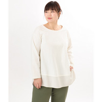 26年春新作【大きいサイズ】裾ストライプカットソー