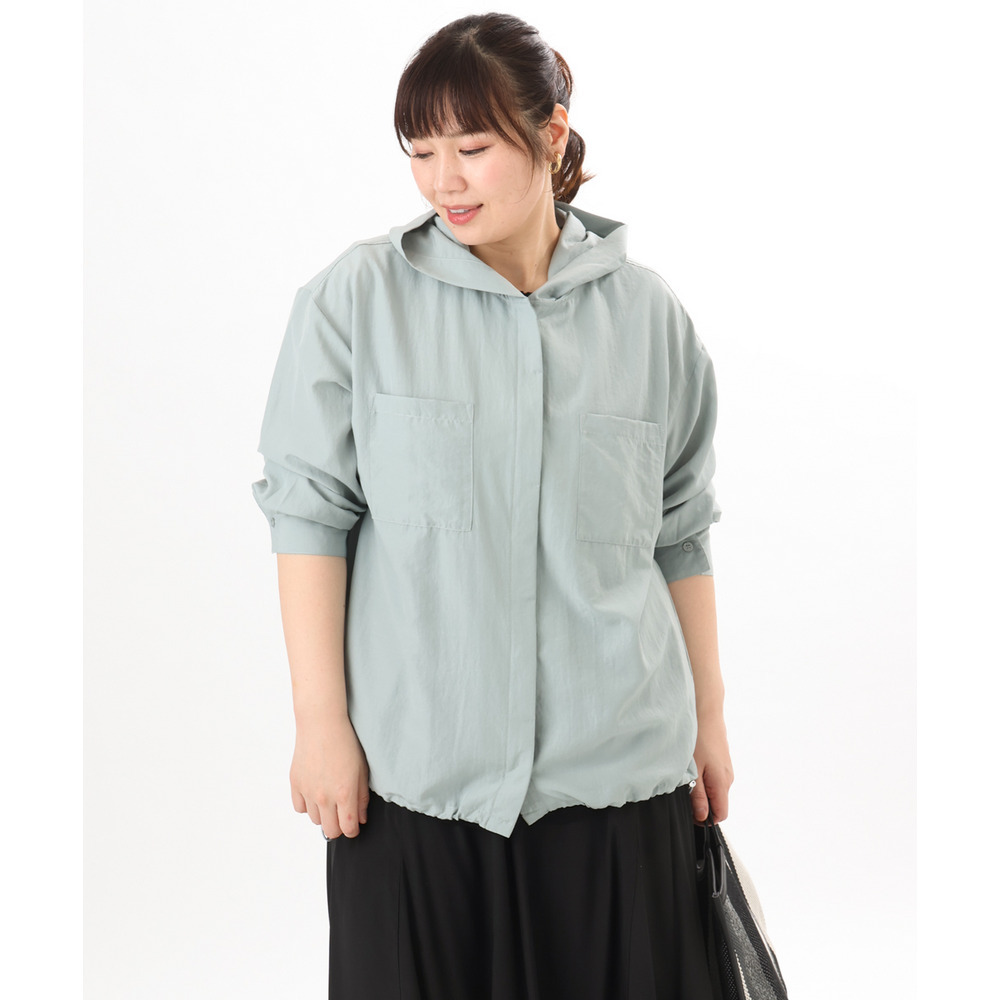 26年春新作【大きいサイズ】フーディ―ブラウス