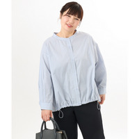 26年春新作【大きいサイズ】バンドカラーストライプシャツ