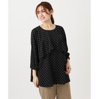 26年春新作【大きいサイズ】ドットプリントフレアブラウス