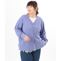 26年春新作【大きいサイズ】Vネックボクシーカーディガン