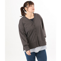 26年春新作【大きいサイズ】Vネックボクシーカーディガン