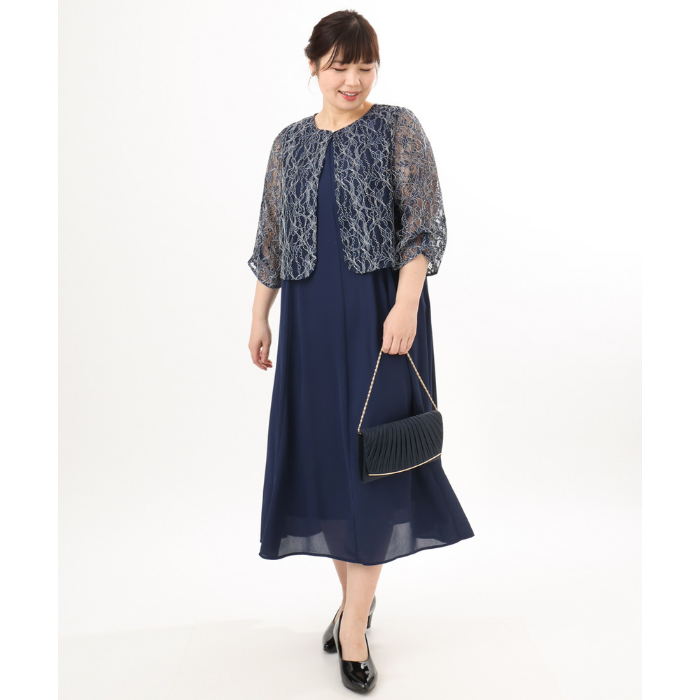26年春新作【大きいサイズ】2wayレースボレロセットワンピース11