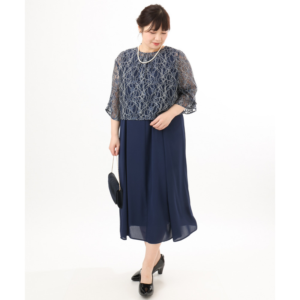 26年春新作【大きいサイズ】2wayレースボレロセットワンピース14
