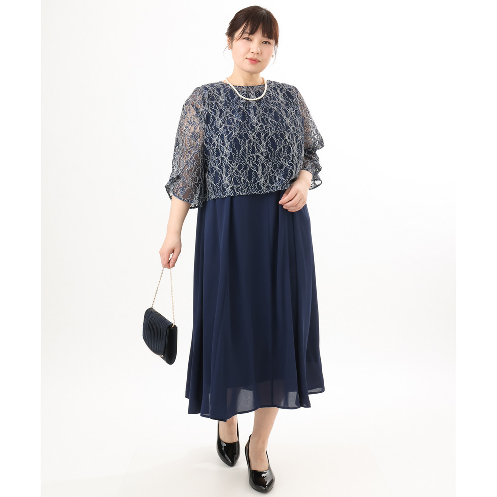 26年春新作【大きいサイズ】2wayレースボレロセットワンピース15
