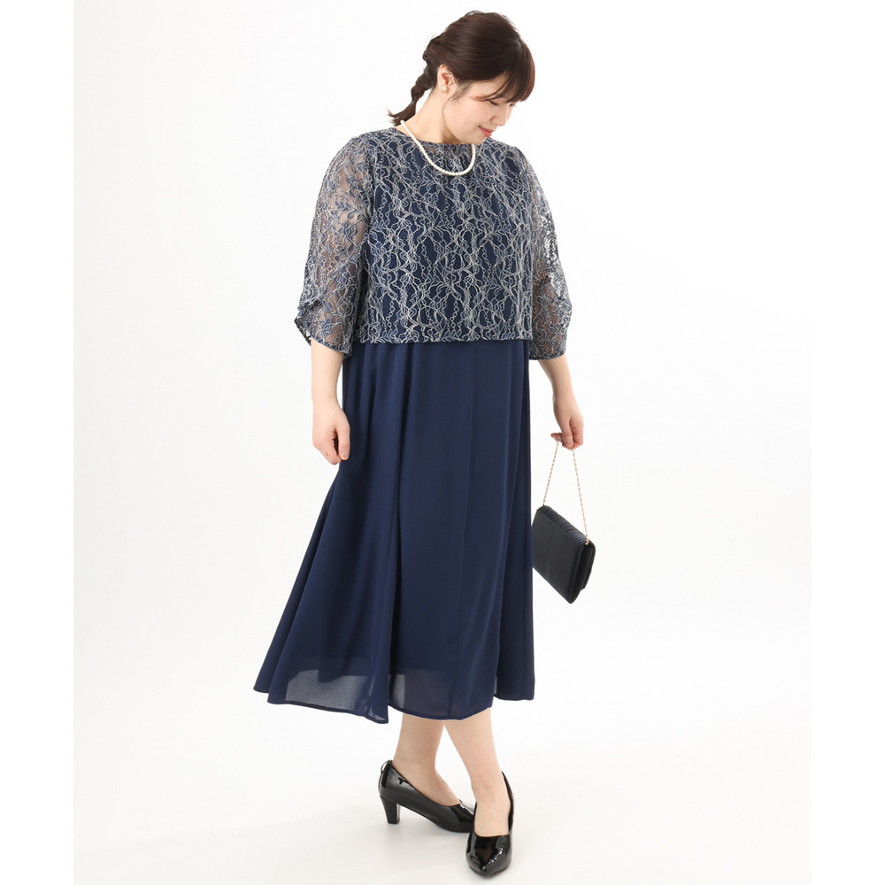 26年春新作【大きいサイズ】2wayレースボレロセットワンピース17