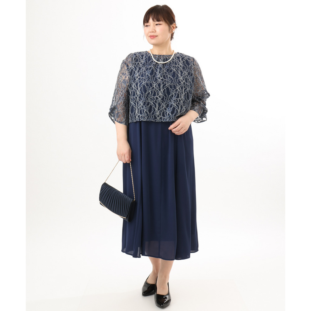 26年春新作【大きいサイズ】2wayレースボレロセットワンピース1