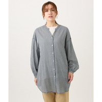 26年春新作【大きいサイズ】バンドカラーコットンブラウス