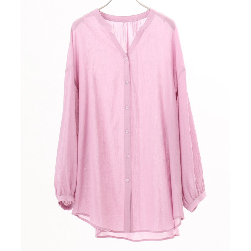 26年春新作【大きいサイズ】バンドカラーコットンブラウス1